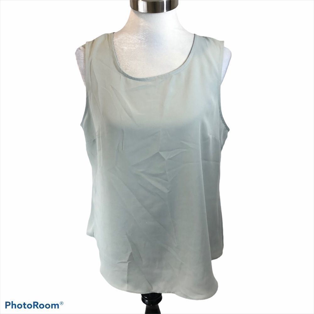 DKNY Sheer Sleeveless Sage Green Blouse Large